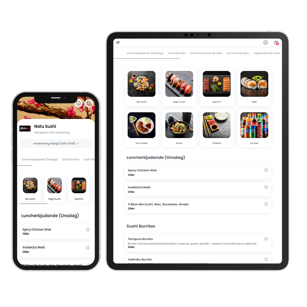 Beställningar online för restauranger